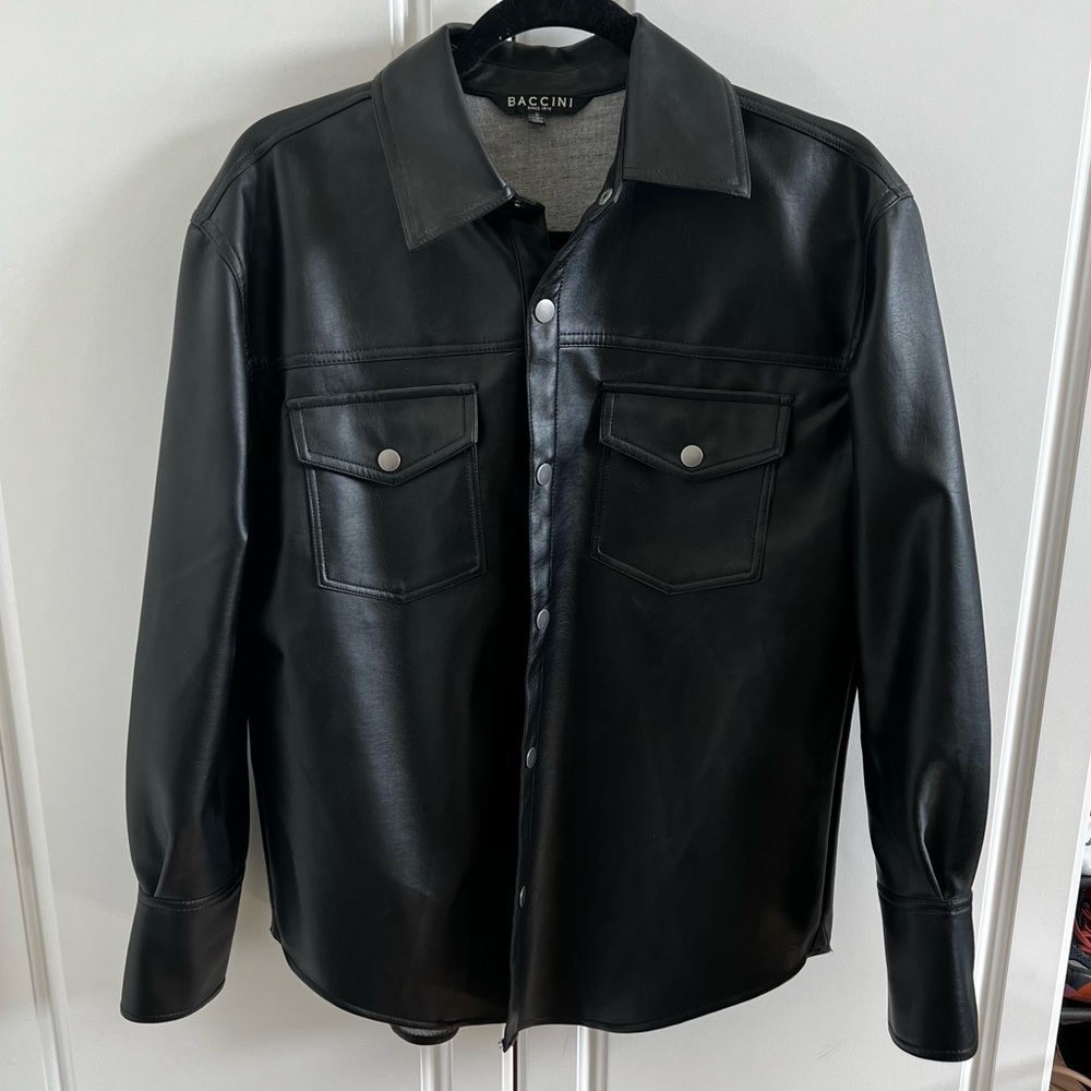 Faux Leather Overshirt